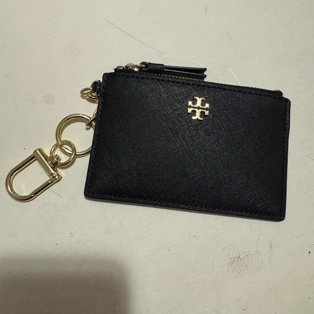 Tory Burch Black and Gold Key Card Holder
